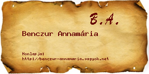 Benczur Annamária névjegykártya